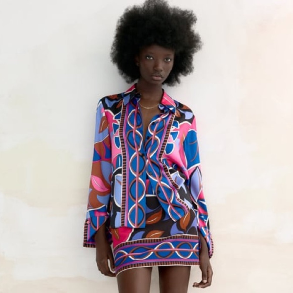 Zara Printed Button Down Shirt